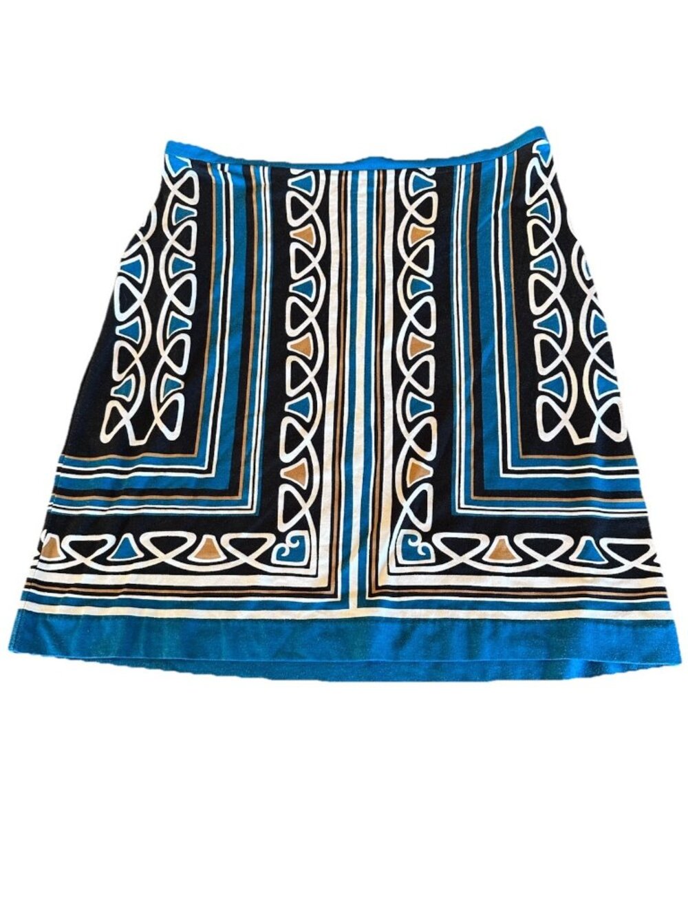 LOFT Cotton Blend Turquoise Geometric Mini Skirt Size 6 Retro Vibes